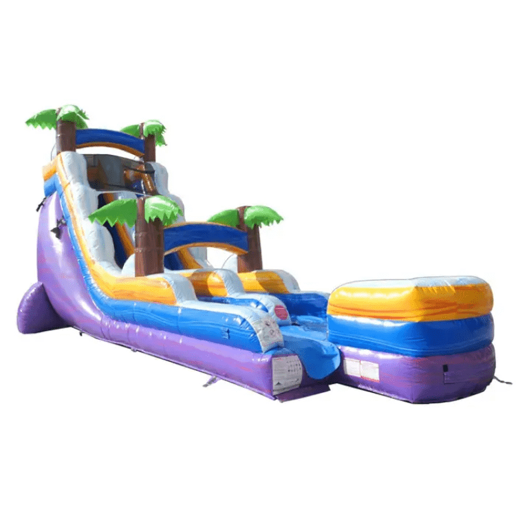 18' Tall Purple Tropical Marble Wet/ Dry  Waterslide